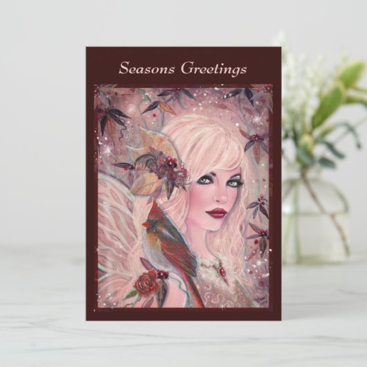 Cartes Pour Fêtes Annuelles Fée Neira avec cardinal par Renee Lavoie (Debout devant)