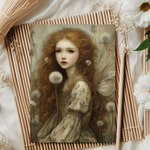 Cartes Pour Fêtes Annuelles Fée Pissenlit Art Fantastique de Forêt Aquarelle