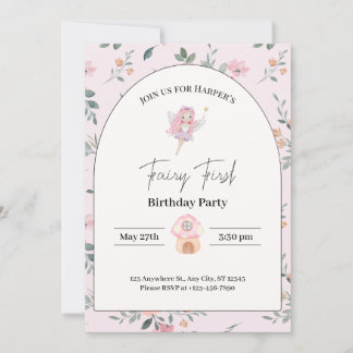 Cartes Pour Fêtes Annuelles fée premier anniversaire 1er anniversaire invitati