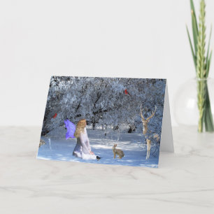 Cartes Pour Fêtes Annuelles Féerie de solstice d'hiver avec des animaux dans