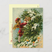 Cartes Pour Fêtes Annuelles Féerie victorienne et Père Noël de Noël (Devant / Derrière)
