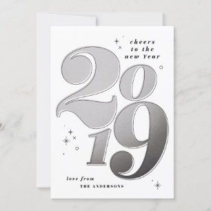 Cartes Pour Fêtes Annuelles Félicitations à la nouvelle année gras argent 2019