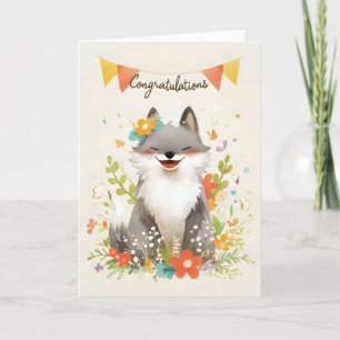 Cartes Pour Fêtes Annuelles Félicitations au loup mignon