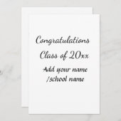 Cartes Pour Fêtes Annuelles Félicitations classe d'ajouter le nom d'année scol (Devant / Derrière)