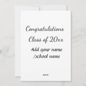 Cartes Pour Fêtes Annuelles Félicitations classe d'ajouter le nom d'année scol (Dos)