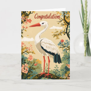 Cartes Pour Fêtes Annuelles Félicitations Colorful Stork
