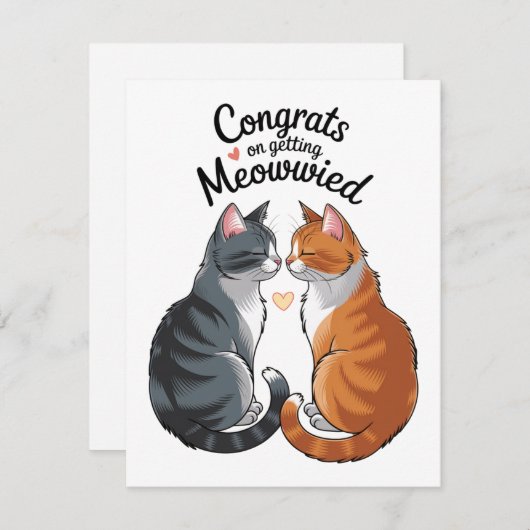 Cartes Pour Fêtes Annuelles Félicitations de mariage pour amoureux de chats mi (Devant / Derrière)