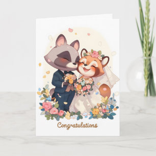 Cartes Pour Fêtes Annuelles Félicitations pour le mariage d'animaux d'anime mi