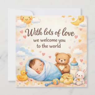 Cartes Pour Fêtes Annuelles Félicitations pour le nouveau bébé à l'aquarelle a