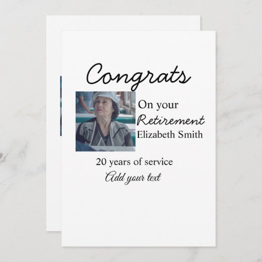 Cartes Pour Fêtes Annuelles Félicitations pour votre retraite ajouter le nom d (Devant / Derrière)