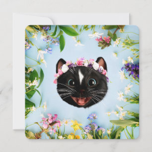 Cartes Pour Fêtes Annuelles Felini le chat - Spring Blossom Crown Cutie