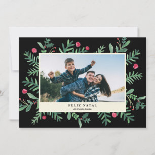 Cartes Pour Fêtes Annuelles Feliz Aquarela natal   Cartão de Natal
