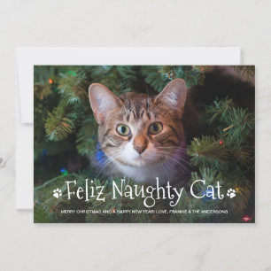 Cartes Pour Fêtes Annuelles Feliz Naughty Chat Funny Personnalisé Animaux de c