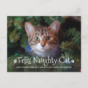 Cartes Pour Fêtes Annuelles Feliz Naughty Chat Funny Personnalisé Photo pour a