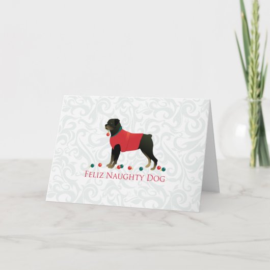 Cartes Pour Fêtes Annuelles Feliz Naughty Dog Noël (Devant)