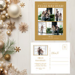 Cartes Pour Fêtes Annuelles Feliz Navidad 5 Photo<br><div class="desc">Cette fabuleuse carte postale de vacances de 5 photos avec "Feliz Navidad!" dans une police CASQUETTE moderne et votre nom de famille et année dans une police traditionnelle nette et nette, en blanc sur or, est parfaite pour envoyer à votre famille et vos amis. Tout le monde adorera avoir de...</div>