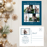 Cartes Pour Fêtes Annuelles Feliz Navidad 5 Photo<br><div class="desc">Cette fabuleuse carte postale de vacances de 5 photos avec "Feliz Navidad!" dans une police CASQUETTE moderne et votre nom de famille et année dans une police traditionnelle propre et nette, en blanc sur turquoise, est parfaite pour envoyer à votre famille et vos amis. Tout le monde adorera avoir de...</div>