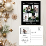 Cartes Pour Fêtes Annuelles Feliz Navidad 5 Photo<br><div class="desc">Cette fabuleuse carte postale de vacances de 5 photos avec "Feliz Navidad!" en police CASQUETTE moderne et votre nom de famille et année dans une police traditionnelle nette et nette, en blanc sur noir, est parfaite pour envoyer à votre famille et vos amis. Tout le monde adorera avoir de nouvelles...</div>