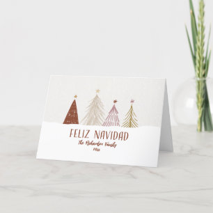 Cartes Pour Fêtes Annuelles Feliz Navidad Arbres Élégants Fête de la Neige Cus