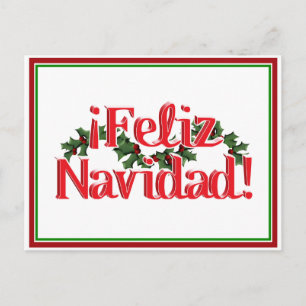 Cartes Pour Fêtes Annuelles Feliz Navidad avec Holly