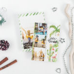 Cartes Pour Fêtes Annuelles Feliz Navidad | Cactus Christmas Photo Collage<br><div class="desc">Souhaitez à vos proches un joyeux Noël avec nos cartes tropicales Feliz Navidad. Palmiers simples aquarelles et cactus incrustés dans des lumières festives. Trois photos collage sur le devant avec photo encadrée complète sur le dos et votre message personnalisé. Ajoutez votre libellé personnalisé à cette conception à l'aide des cases...</div>
