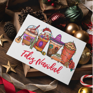 Cartes Pour Fêtes Annuelles Feliz Navidad Cactus Noël Boissons Café