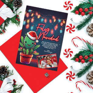 Cartes Pour Fêtes Annuelles Feliz Navidad Cactus Photo de famille Noël
