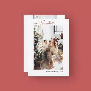 Cartes Pour Fêtes Annuelles Feliz Navidad Calligraphy Photo Rouge