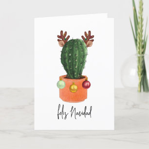 Cartes Pour Fêtes Annuelles Feliz Navidad Christmas Cactus Antlers