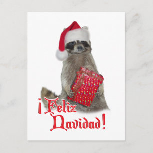 Cartes Pour Fêtes Annuelles Feliz Navidad - Christmas Raccoon Bandit
