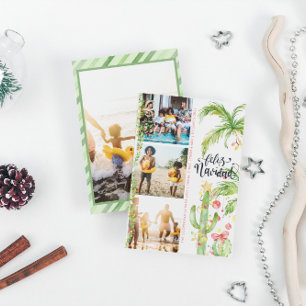 Cartes Pour Fêtes Annuelles Feliz Navidad Collage photo de Noël avec cactus