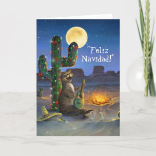 Cartes Pour Fêtes Annuelles Feliz Navidad Festive Funny Chat Noël