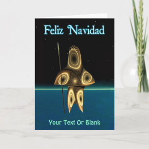 Cartes Pour Fêtes Annuelles Feliz Navidad - Fractal Inuit Hunter