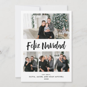 Cartes Pour Fêtes Annuelles Feliz Navidad  Grille multiphoto noir et blanc