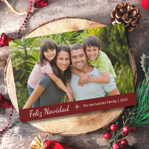 Cartes Pour Fêtes Annuelles Feliz Navidad Modern Family Photo Noël Rouge