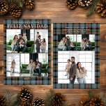 Cartes Pour Fêtes Annuelles Feliz Navidad Multi Photo<br><div class="desc">Célébrez la saison avec ce texte blanc moderne et élégant sur carte de vacances en plaid gris avec 7 photos. C'est parfait pour envoyer à toute votre famille et vos amis pour leur souhaiter une Feliz Navidad ! Tout le monde adorera avoir de nouvelles photos de votre famille. Pour faire...</div>