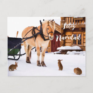 Cartes Pour Fêtes Annuelles Feliz Navidad Noël pays idyllique animaux de neige