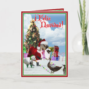 Cartes Pour Fêtes Annuelles Feliz Navidad - Noël Père Noël Goose avec canards