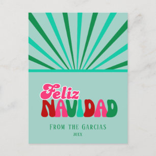 Cartes Pour Fêtes Annuelles Feliz Navidad - Non Photo personnalisée aqua