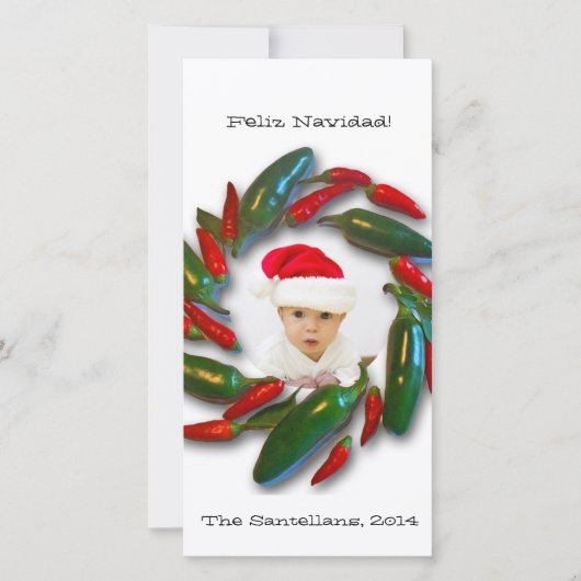 Cartes Pour Fêtes Annuelles Feliz Navidad Pepper Wreath Photo (Devant)