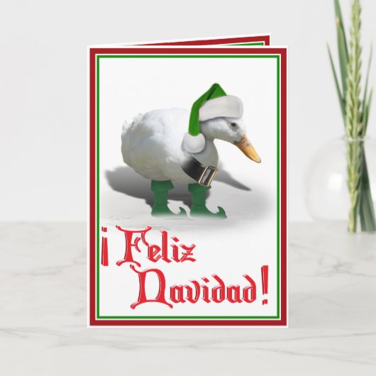 Cartes Pour Fêtes Annuelles Feliz Navidad - Père Noël Helper Elf Duck (Devant)