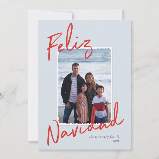 Cartes Pour Fêtes Annuelles Feliz Navidad Red Blue (Devant)