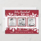Cartes Pour Fêtes Annuelles Feliz Navidad | Red Snowflake 3 Photo Rojo (Devant)
