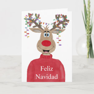 Cartes Pour Fêtes Annuelles Feliz Navidad, renne de Noël espagnol
