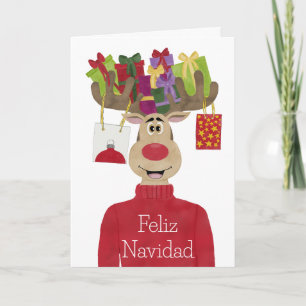 Cartes Pour Fêtes Annuelles Feliz Navidad, renne de Noël espagnol