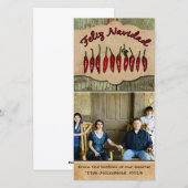 Cartes Pour Fêtes Annuelles Feliz Navidad Rustic Red Pepper Photo Noël (Devant / Derrière)