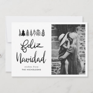 Cartes Pour Fêtes Annuelles Feliz Navidad Simple Script Photo de Noël