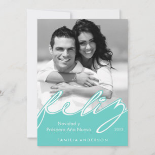 Cartes Pour Fêtes Annuelles Feliz Navidad Spanish Happy Holidays {aqua}