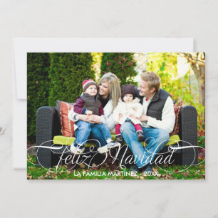 Cartes Pour Fêtes Annuelles Feliz Navidad Tarjeta Fotográfica Escritura Blanca