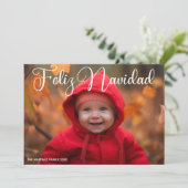 Cartes Pour Fêtes Annuelles Feliz Navidad White Script Photo Noël espagnol (Debout devant)